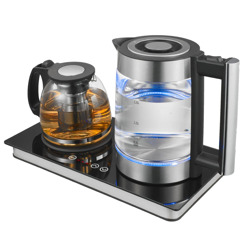 Turkish Tea Maker Customized Double Electric Kettle Glass Teapot Set  Electric Tea Kettle Glass Teapot Combination