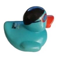 PVC free floating bath duck logo printed real rubber duck