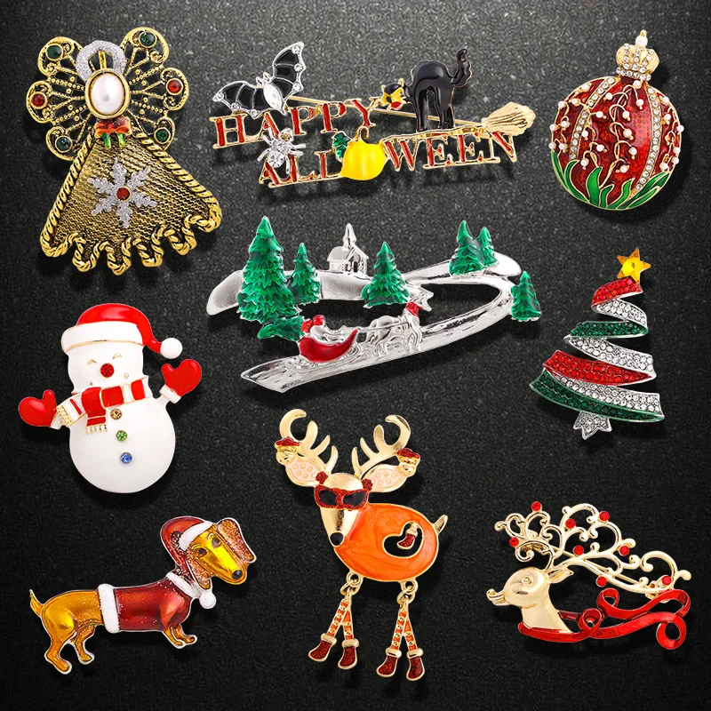 Wholesale Crystal Christmas Brooch Pin Gold Snowflake Women Jewelry Men Gift Brooches