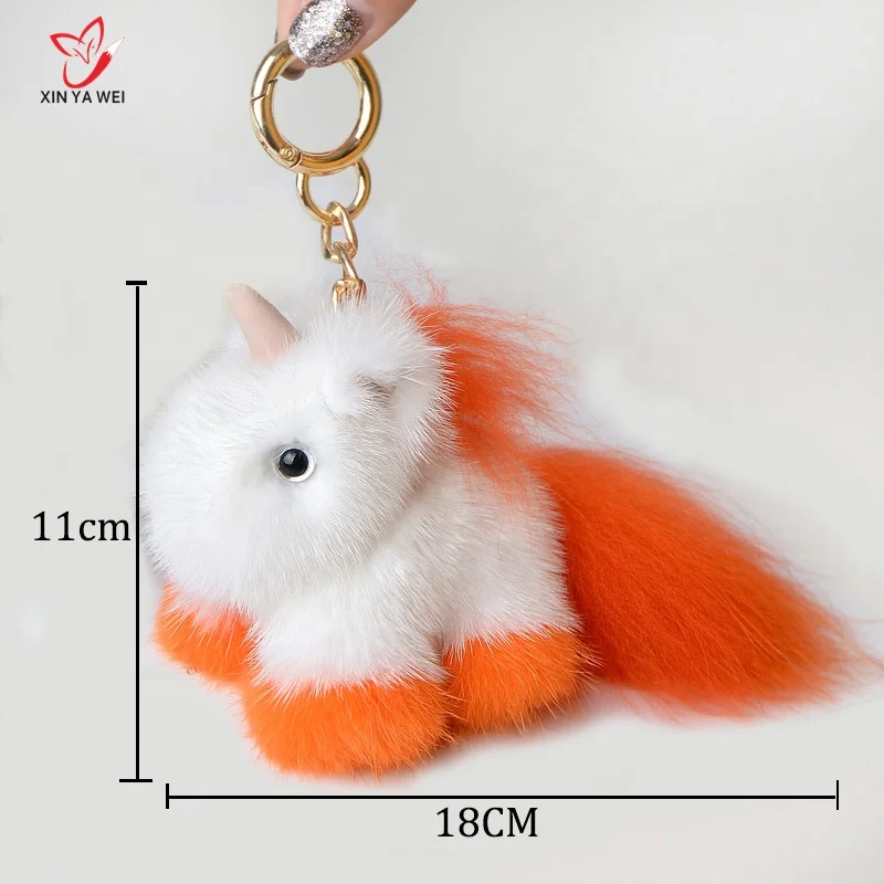 Promotional Gift Lovely Fur Keychain Charms Plush Toy Unicorn Fur Keychain