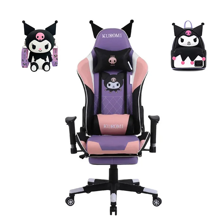 Best Adjustable Sillas Gamer Cartoon Pattern Esports Purple Ergonomic Sanrio Vibration Massage Cute Gaming Chair for Girls