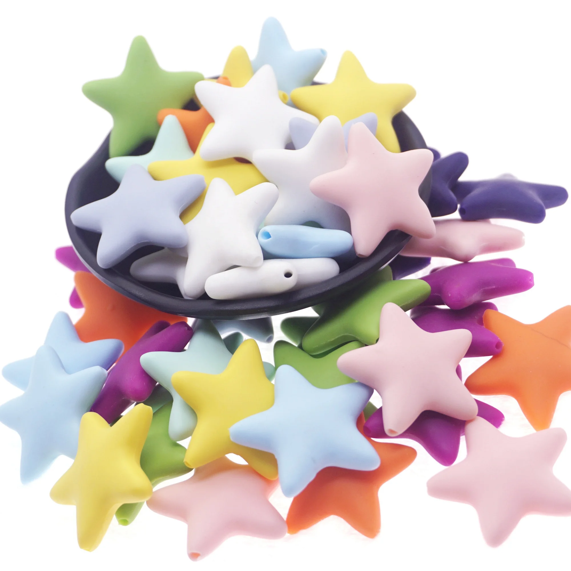 Оптовый бестарный Оптом Детские Жевательные 45 мм звезда пищевой силикон бисера Прорезыватель для зубов при прорезывании зубов Мягкие силиконовые бусины для изготовления ювелирных изделий