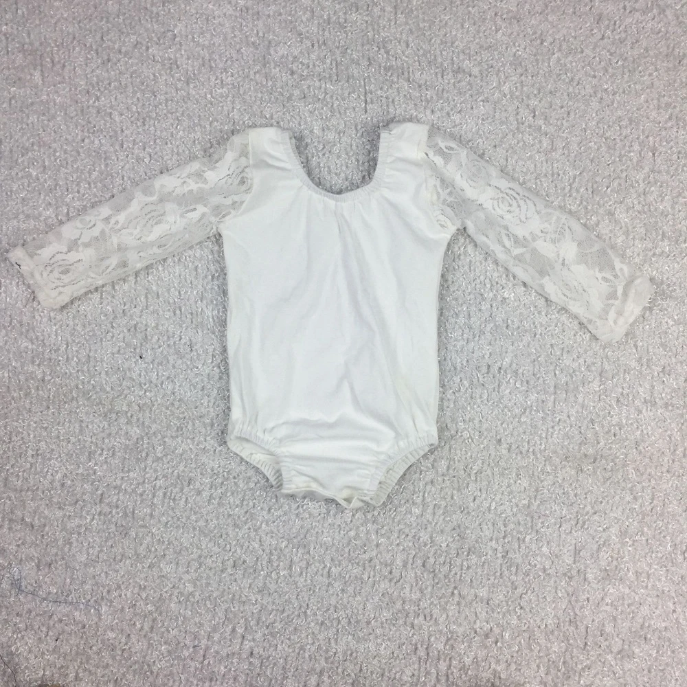 New Arrival Baby White Lace Leotard Toddler Long Sleeve Leotard Infant Girls Cotton Solid Leotard Wholesale