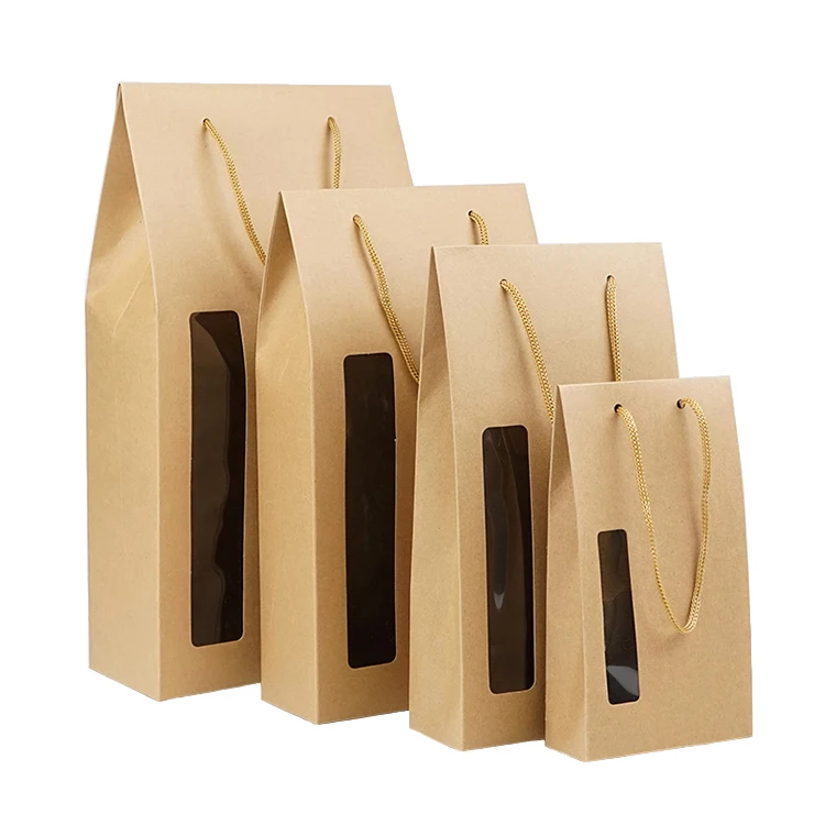 Оптовая продажа, Одноразовый бумажный пакет, пакет из крафт-бумаги для пищевых продуктов с прозрачным окном