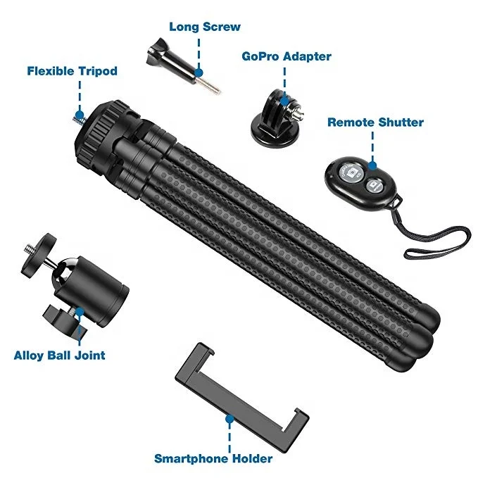 Camera Tripod Selfie Stand Flexible  Remote Shutter Sponge Octopus Mini Tripod