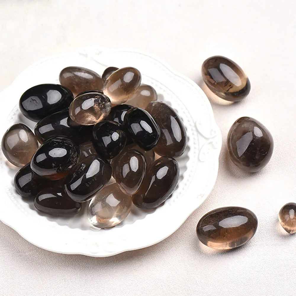 Wholesale natural smoky quartz stone processing high quality crystal smoky quartz tumbled stones