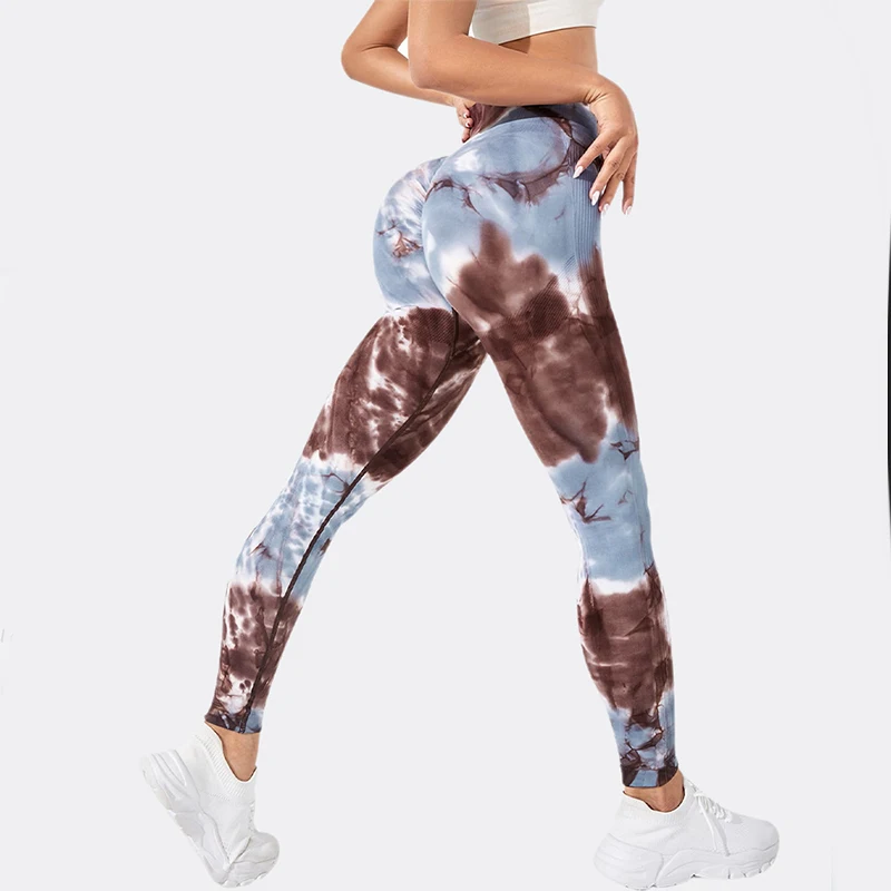 SHINBENE Neon Seamless Tights Women Tie Dye Scrunch Butt Yoga Pants Slim Fit Gym Leggings