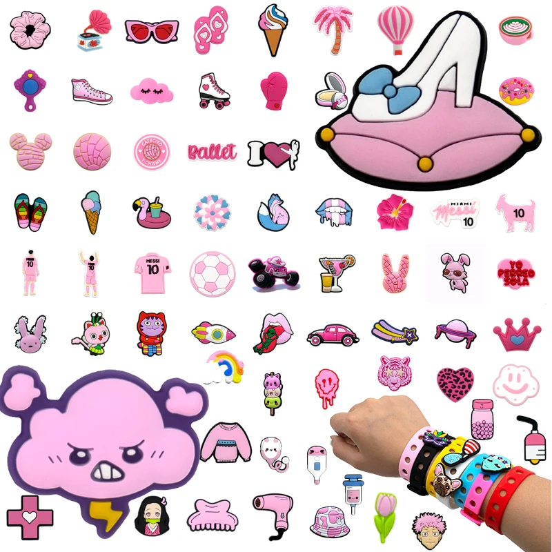 New PVC Custom Designer accessories For clogs  Multiple Themes pink summer shoe charms