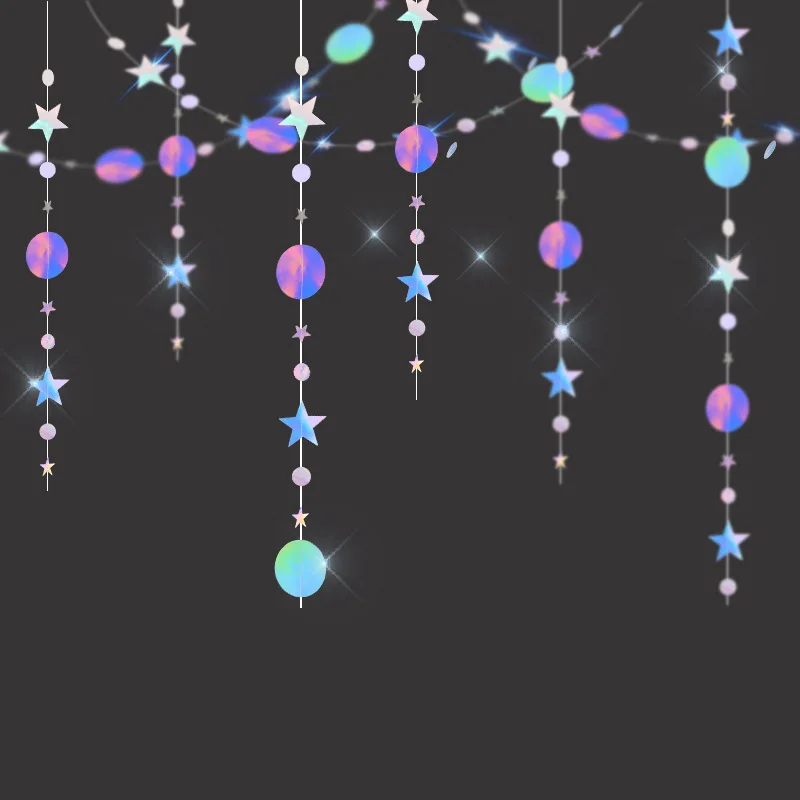 Dazzled paperboard card party supplies promotional flags banners wall decorations for home colorful ceiling decoration hanging