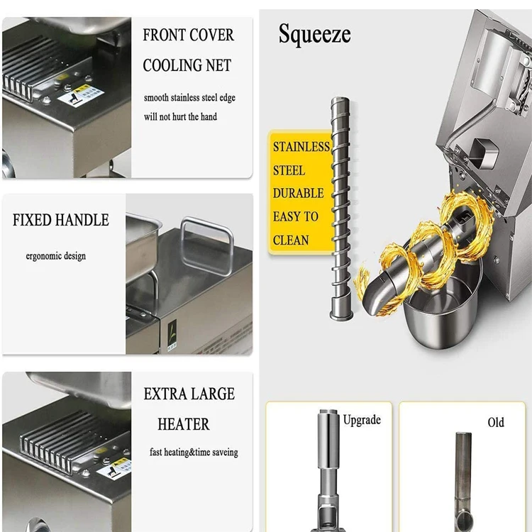2022 amazon new oil press machine expeller mechanical metal stainless steel cover cutter automatic oil maker machine extractor