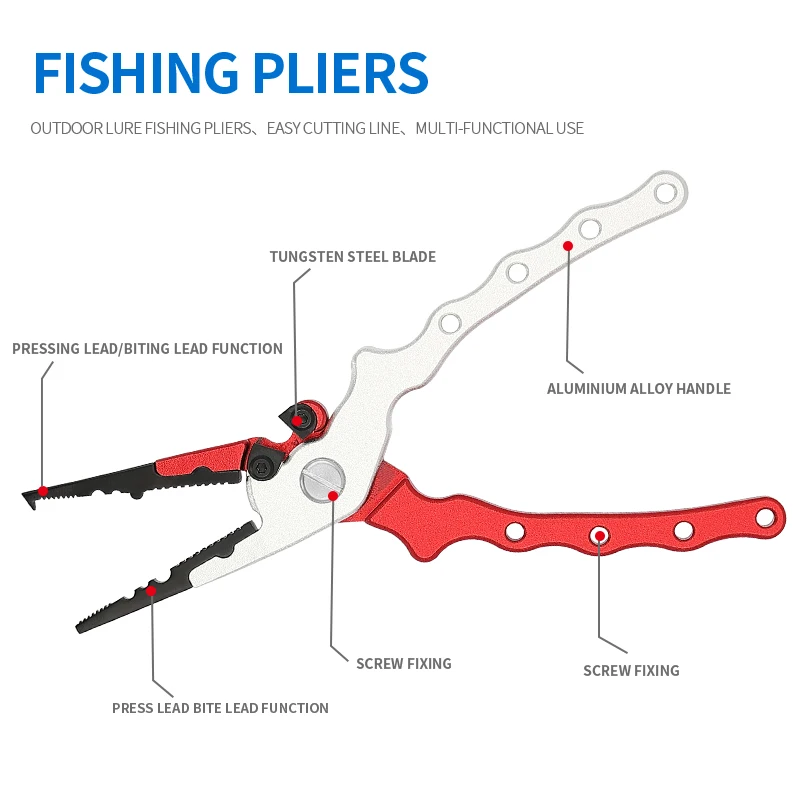 Wholesales Fishing Pliers Aluminum with Sheath and Lanyard Aluminum Fishing Pliers In Stock