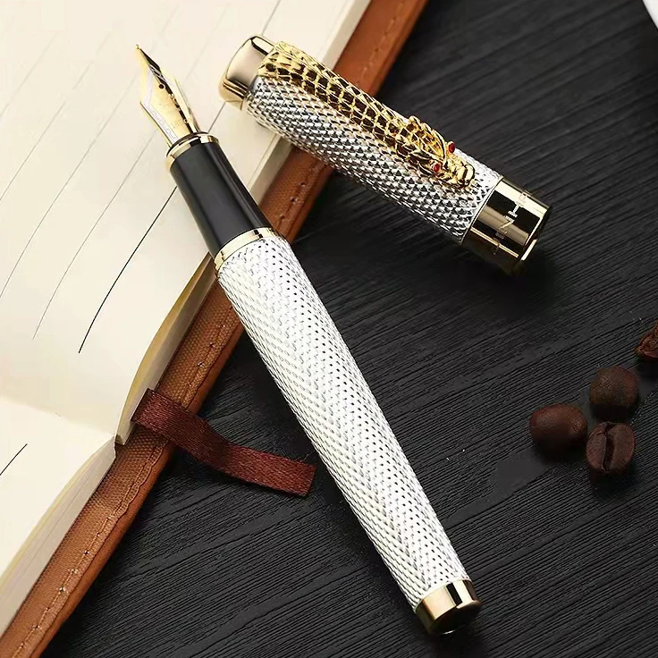 Ручка перьевая Jinhao Золотая с зажимом в виде головы дракона 1200