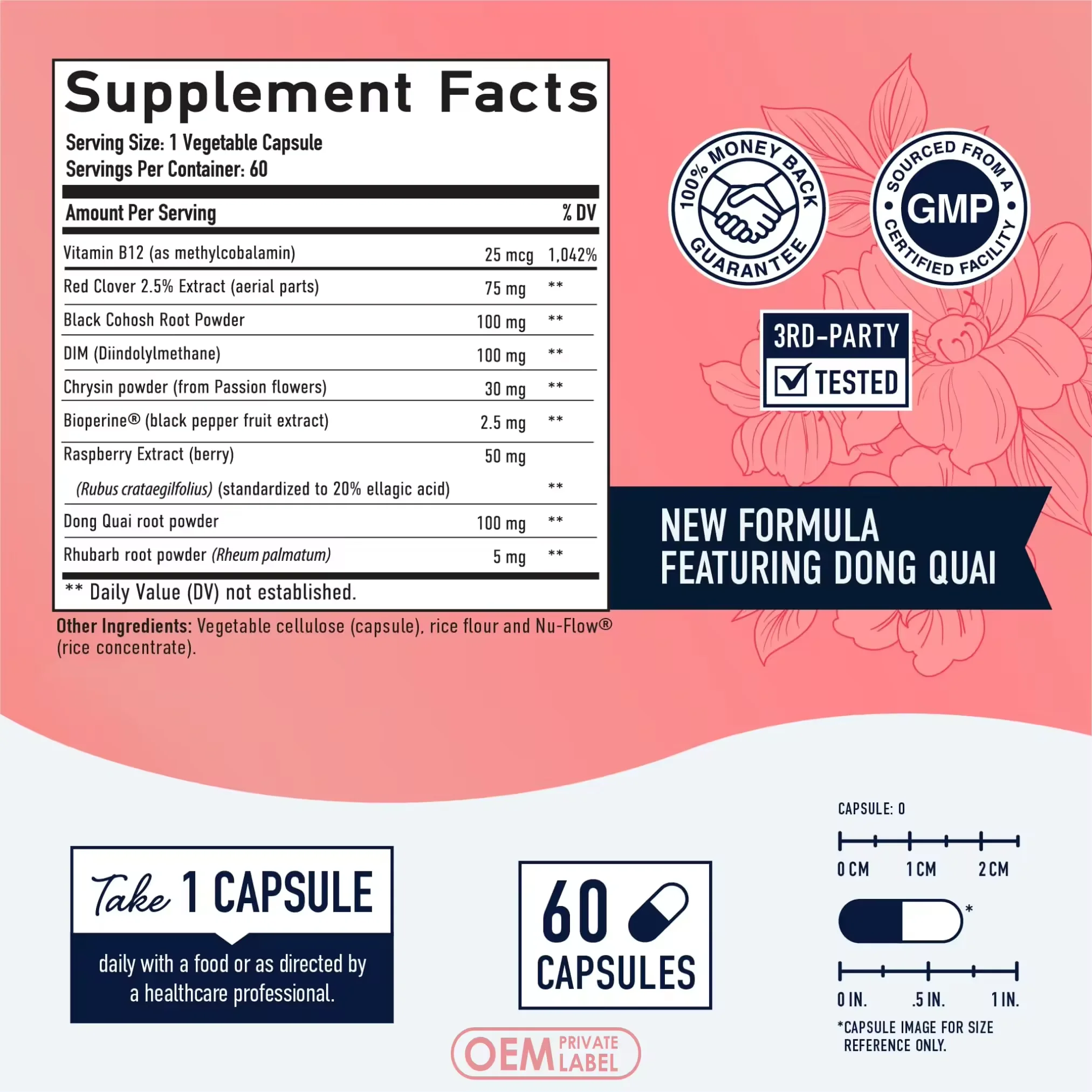 Biocaro OEM Women Supplement Menopause Capsules Hormone Balance Capsule for Immunity Booster Anxiety Mood Support