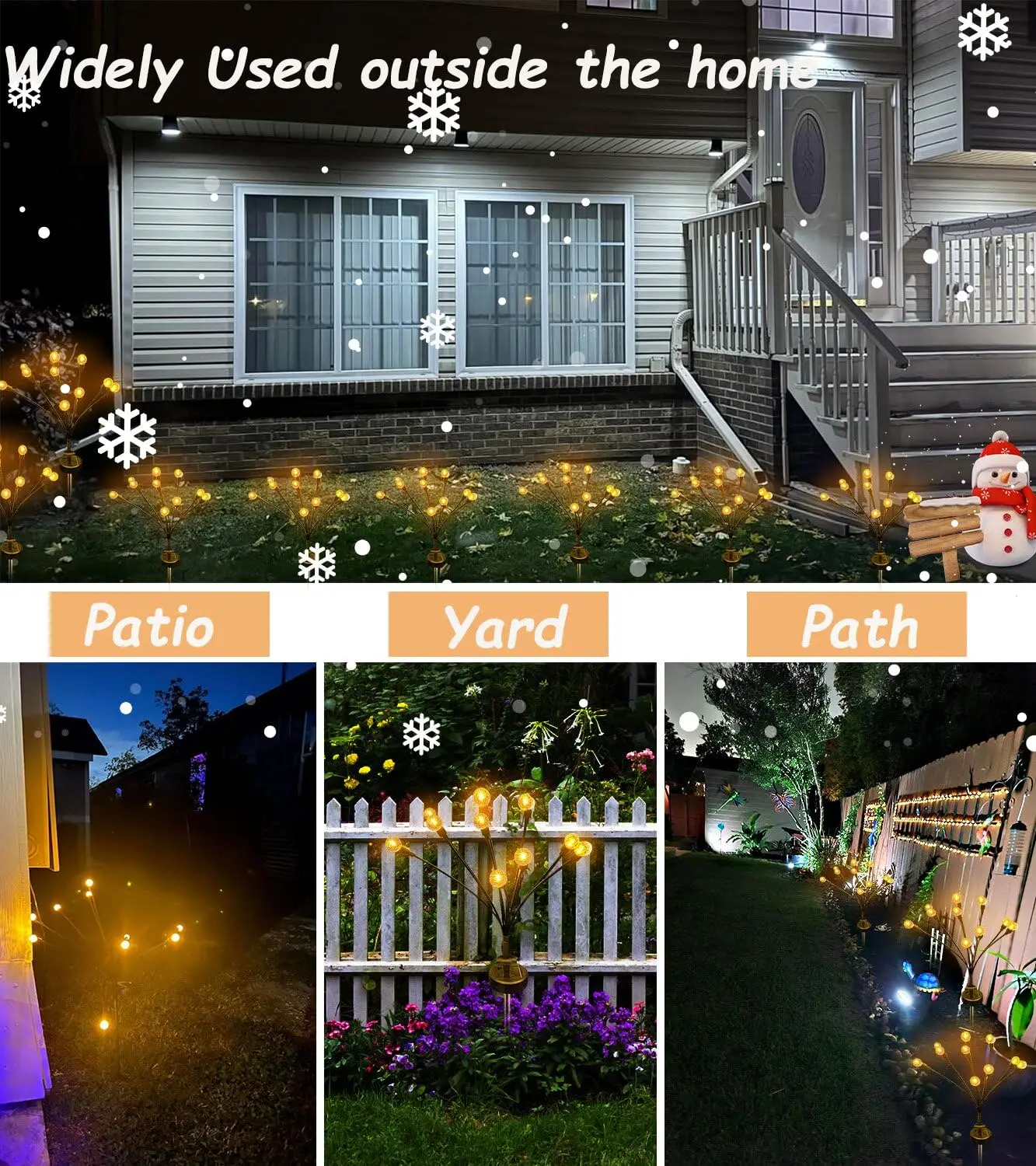 Solar Powered Firefly Garden Lights Garden Lights for Outside Warm Solar Firefly Lights Extra Long Battery Life Waterproof