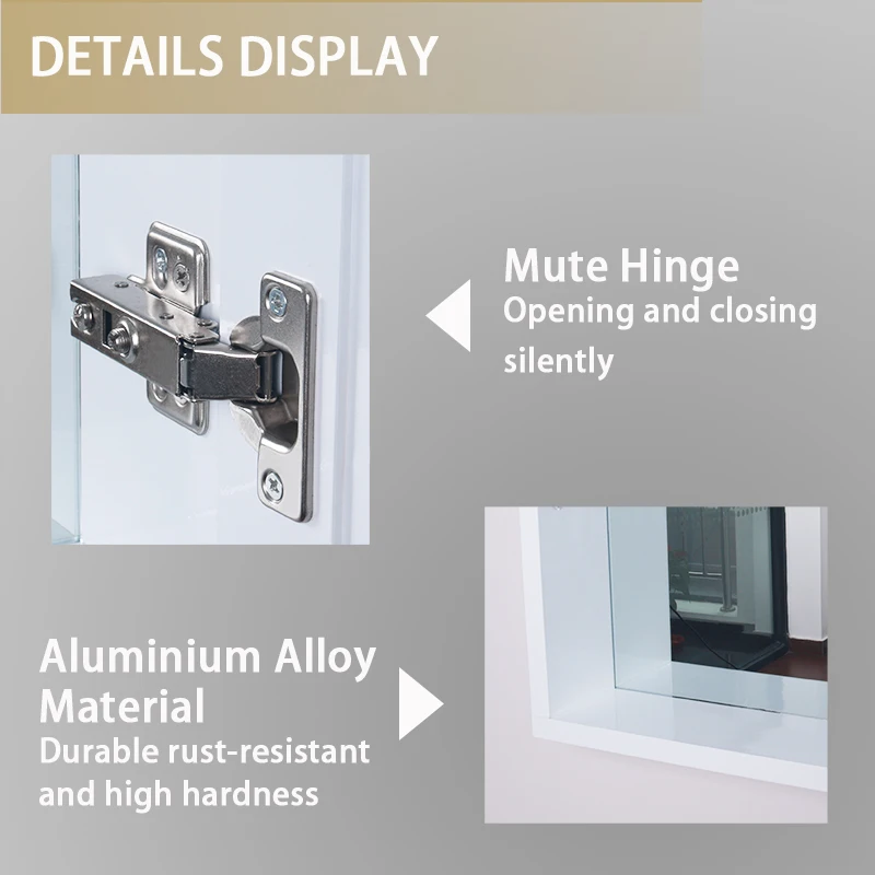 
Modern Toilet Furniture Living Room Dining Room Wall Mounted Stainless Steel Bathroom Mirrored Cabinet 