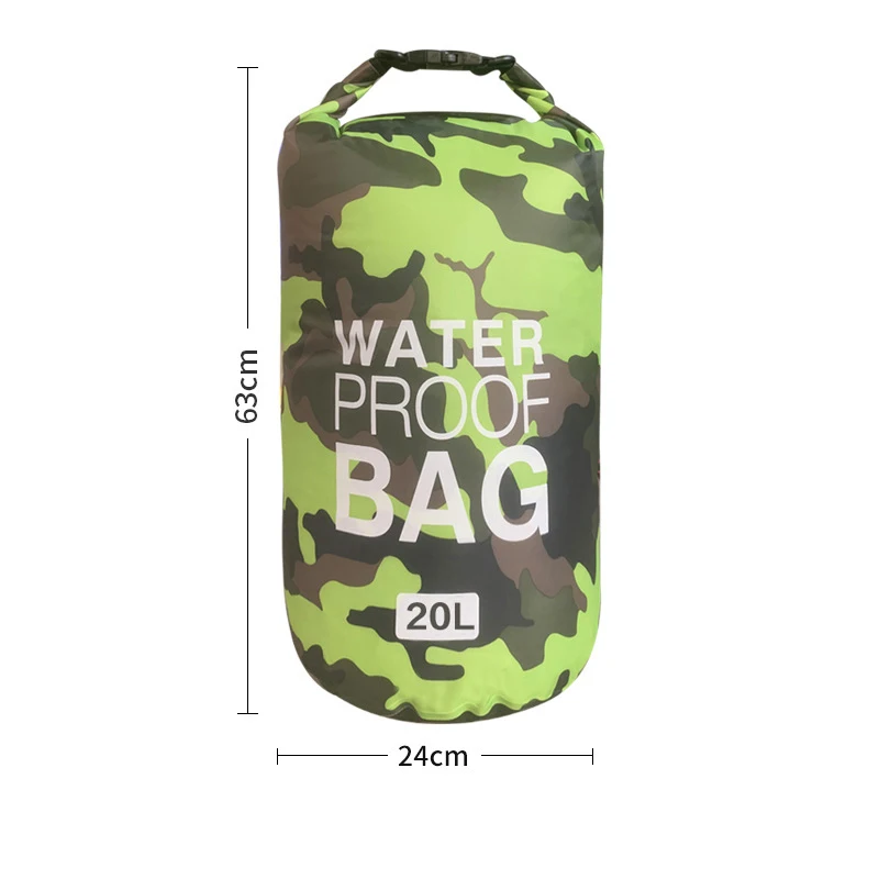 Custom Print Logo Swim Ocean PVC Roll-Top Outdoor Pack Ice Reusable Camouflage Waterproof Dry Bag With Shoulder Strap