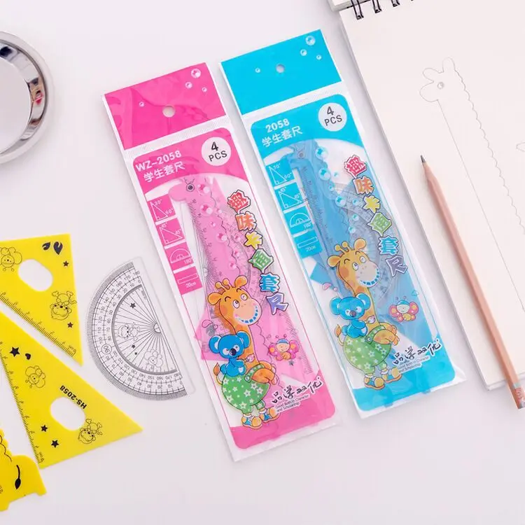 Cheap 15cm High Quality Multi Size Ruler Set Cheap Transparent Triangle Ruler Set for School