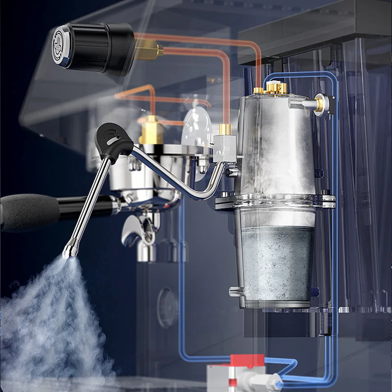 Commercial 2 Cup Stainless Steel Dual Pipe Coffee Maker Expresso Milk Frother