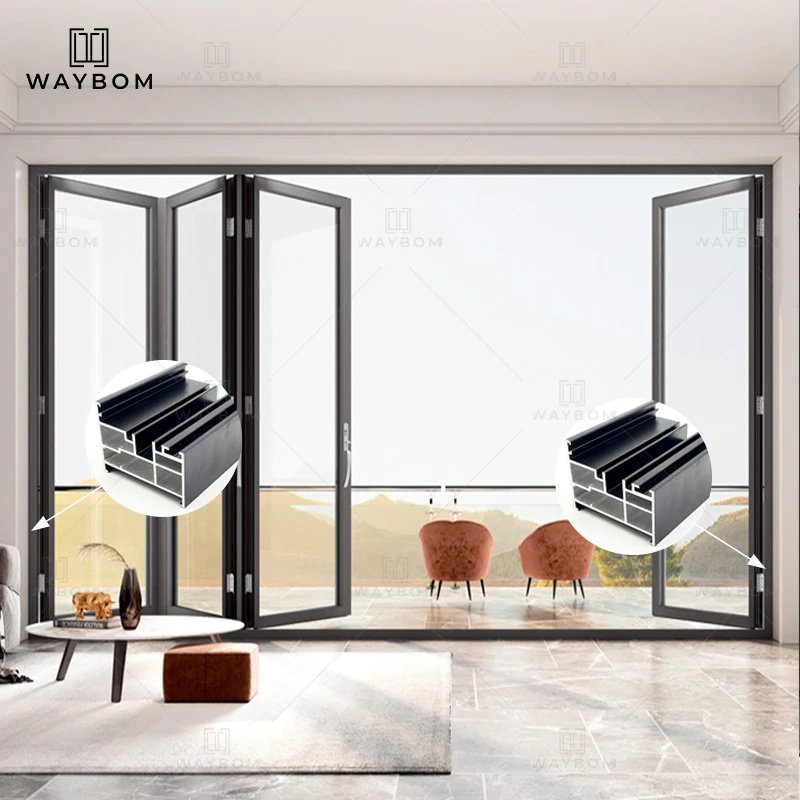 75mm folding house door wholesale Balcony bi fold with folding door aluminum construction material other doors aluminum profile
