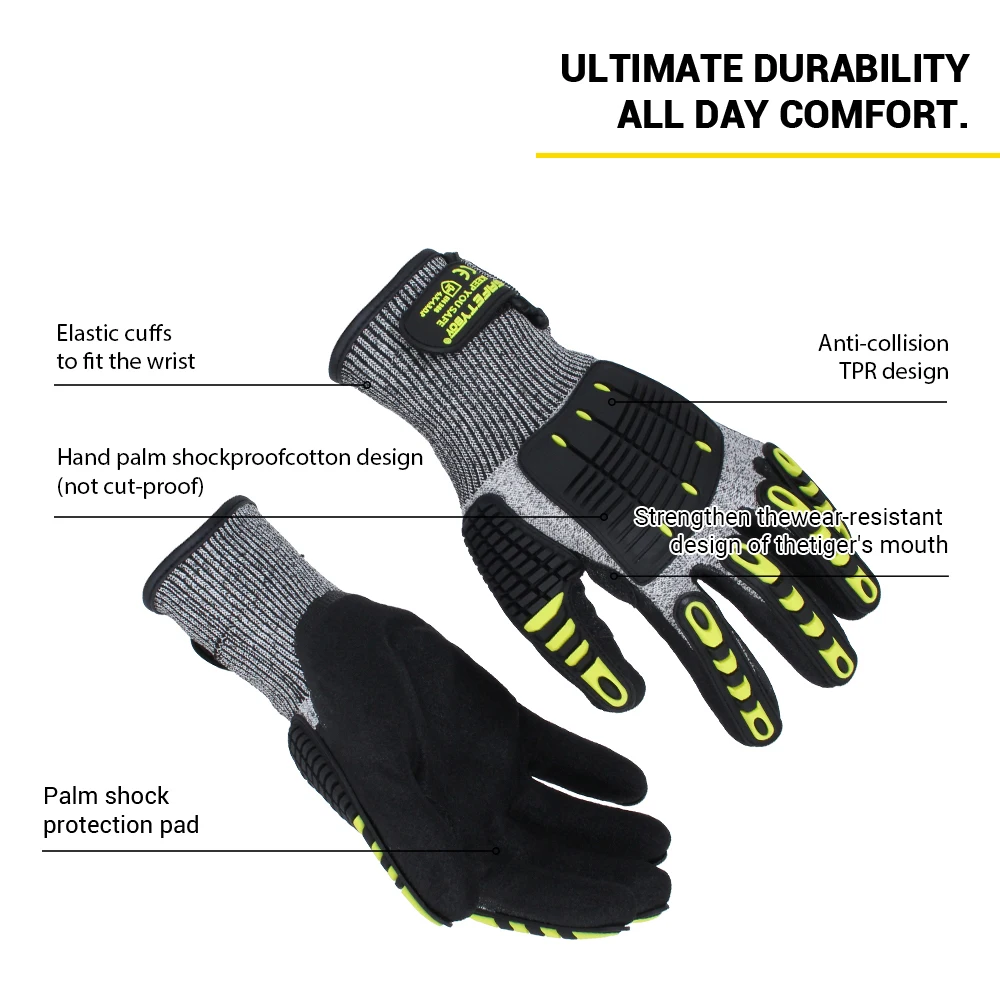 Wholesale Price 5 Level SAFETYBOY YL1102 Guantes De Seguridad Nitrile-coated Hand Protective Gloves Cut Resistant Safety Gloves