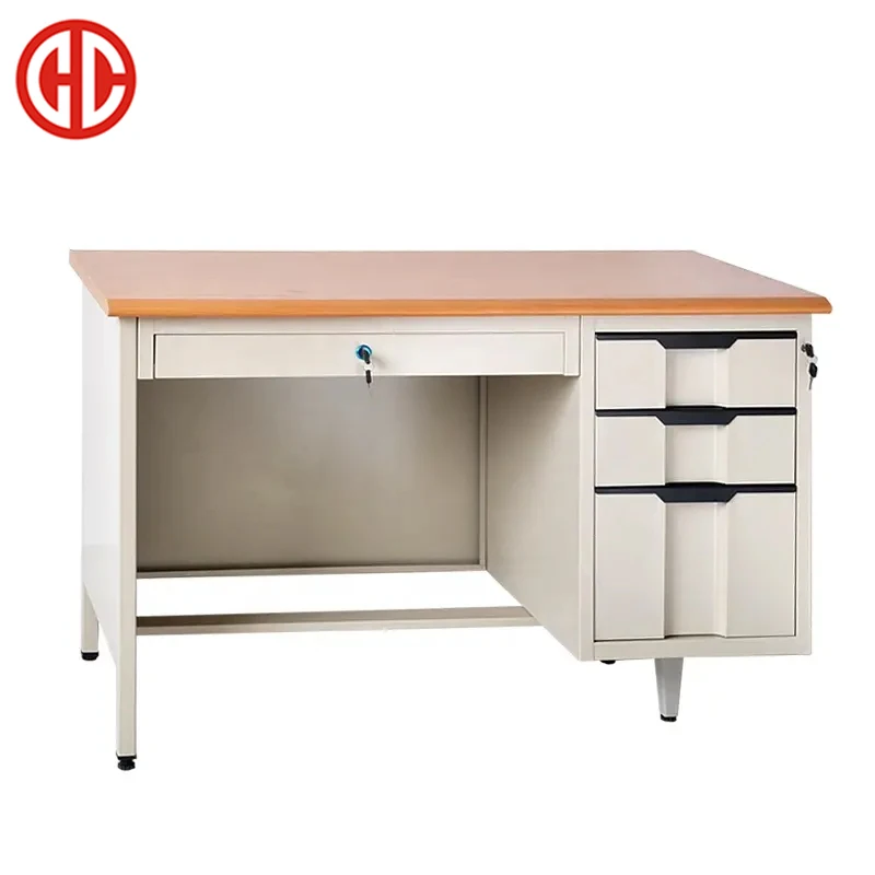 Customized vintage cheap work  steel frames modern pc desktop office furniture desks with cabinet metal office computer table