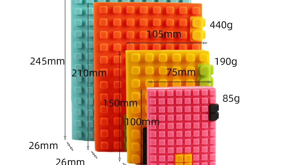 Top quality custom Silicone Cover Diary Notebook with removable block