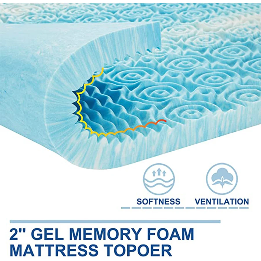 4 Inch Twin Gel Memory Foam Mattress Topper & Copper Foam Topper Side Design Cooling Bed Topper