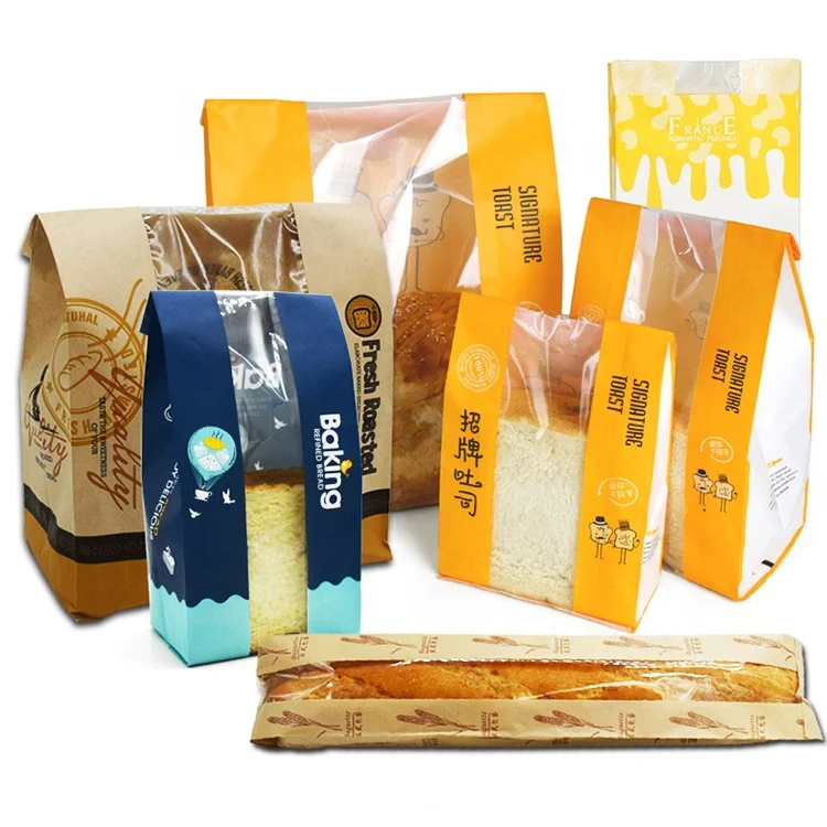 Wholesale Custom Bake shop Greaseproof kraft paper bread bag Factory direct supply baguette bag