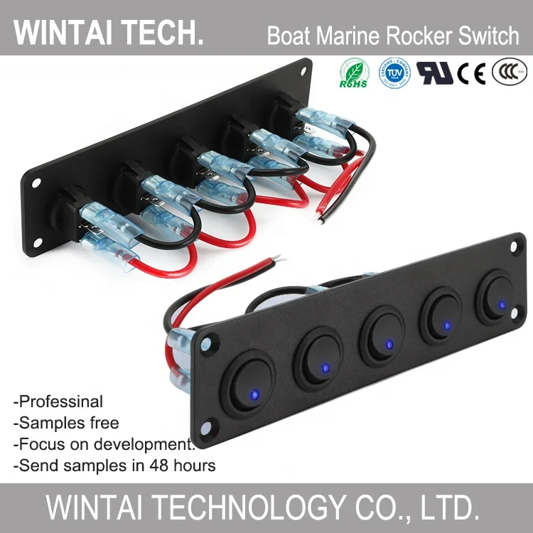 Wintai-tech Car Marine Boat 6 Gang Led Rocker Switch Panel Rocker Switch Panel Carling Rocker Switch