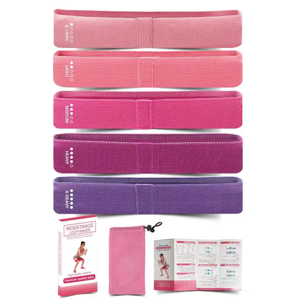 Wholesale custom 5 level resistance fabric  hip circle yoga exercise glute mini loop booty band