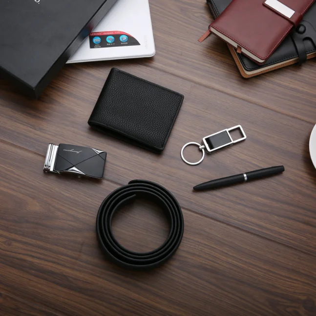 High quality belt wallet keychain pen box gift set custom logo luxury business gift set for men