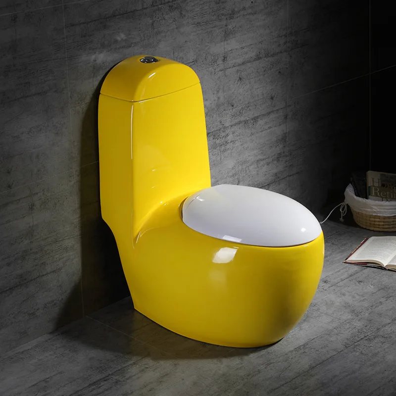 Ordinary household toilet round egg color conjoined floor row toilet rainbow suction toilet