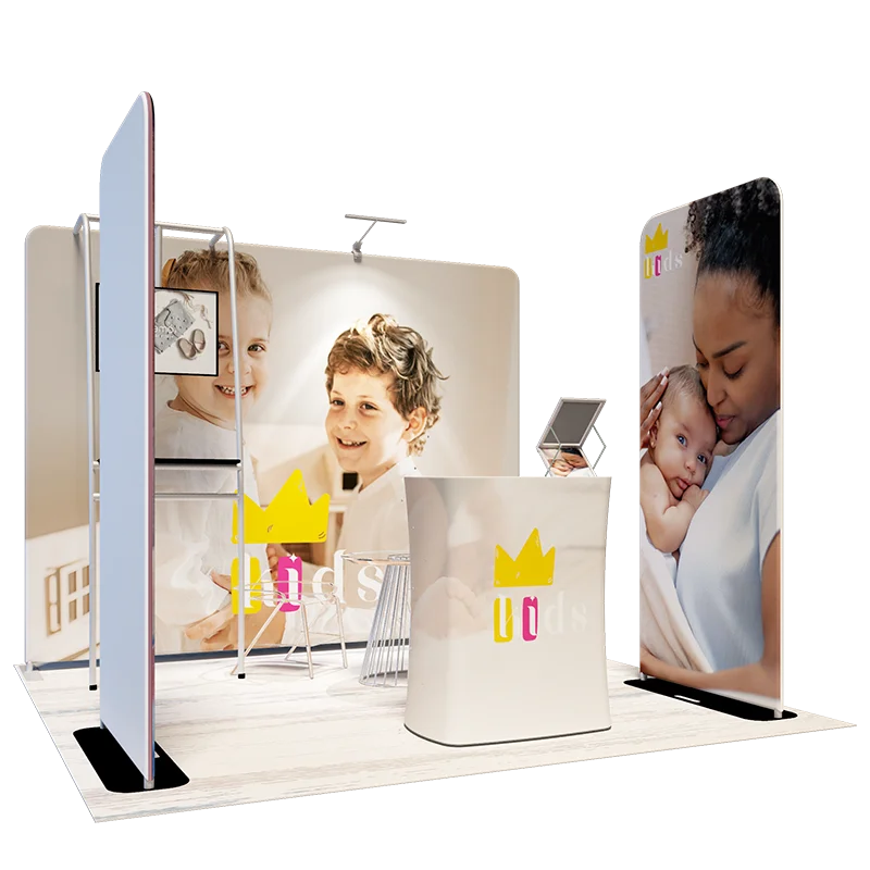 Portable Tradeshow Displays 10X10ft Trade Show Exhibition booth with shelves for advertision