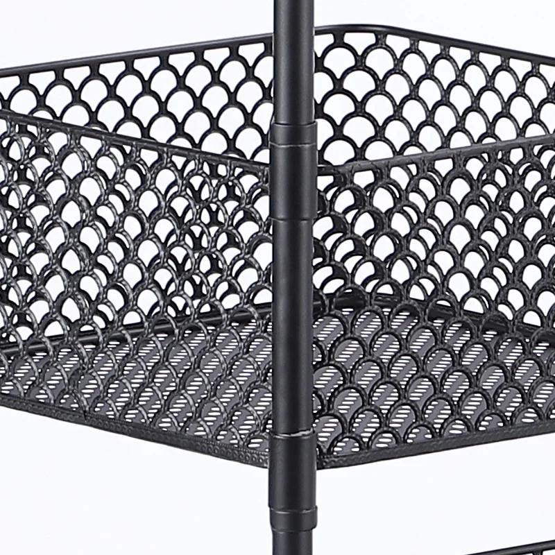 Household  Multilayer Floor Square Rotating Rack Kitchen 4-tier Vegetable Organizer Trolley For Home