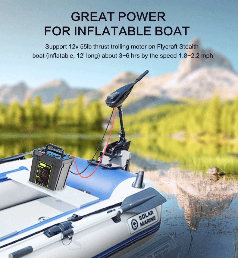 12V 50AH Trolling Motor Battery 12V LiFePo4 Battery Pack With M8 Terminal Anderson Plug USB C Output Boat Battery Backup