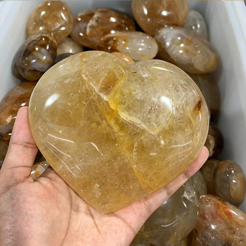 wholesale high quality natural crystal gemstone golden healer quartz heart