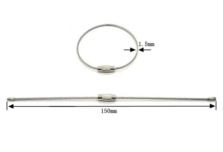Stainless steel wire keychain cable screw clasp key ring Luggage Tag