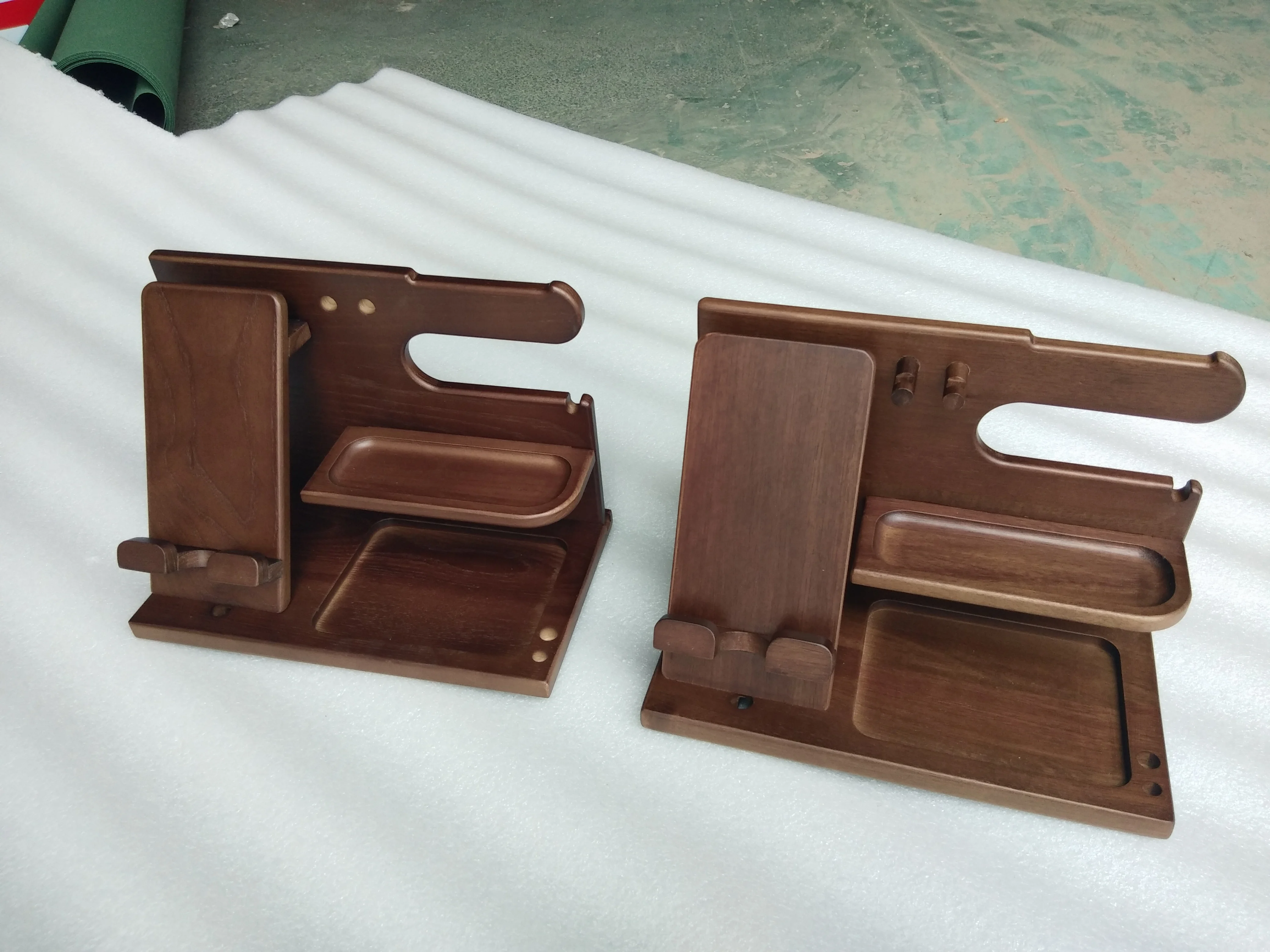 custom Wood Phone Docking Station Ash Key Holder Wallet Stand Watch Organizer Nightstand organizer