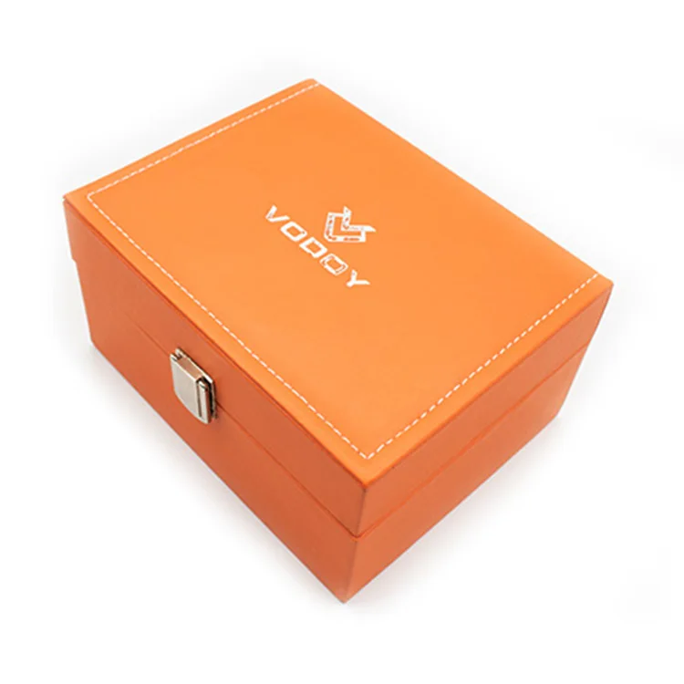 High End Custom orange Leather Plastic Smart Men Watch Box Luxury Watch Packaging Hot Selling Packaging