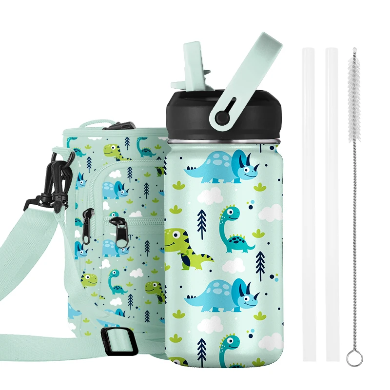 14oz Stainless Steel Kids Water Bottle With Straw Child Children Bpa Free Drink School Cute for