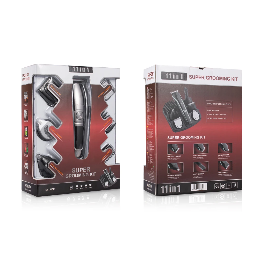 maquina de cortar pelo rechargeable  electronic  6 in 1 private label cordless wireless usb hair body mens grooming set