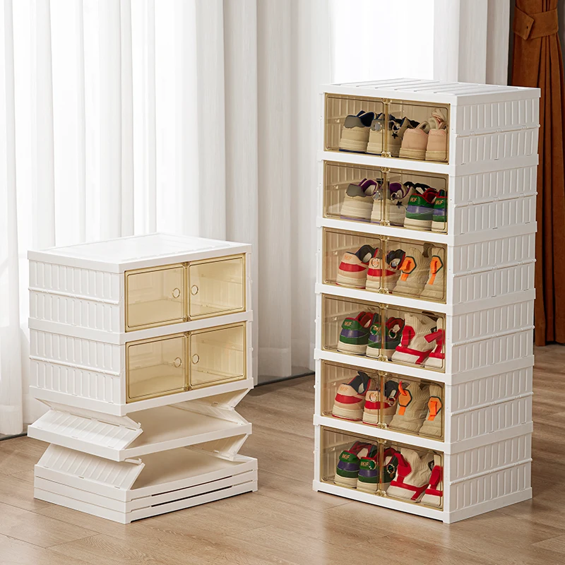 Multifunctional Multi-Layer Household Shoe Box Transparent Plastic Stackable Shoe Storage Box