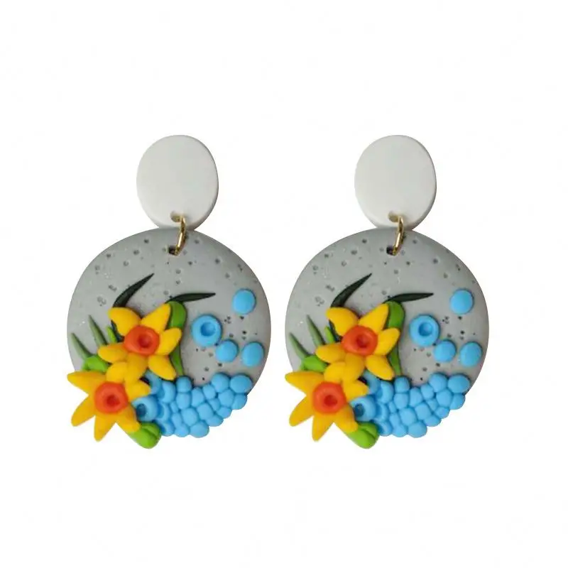  New Creative Popular Jewelry Earrings Handmade Personalized Flower Clay Soft Pottery