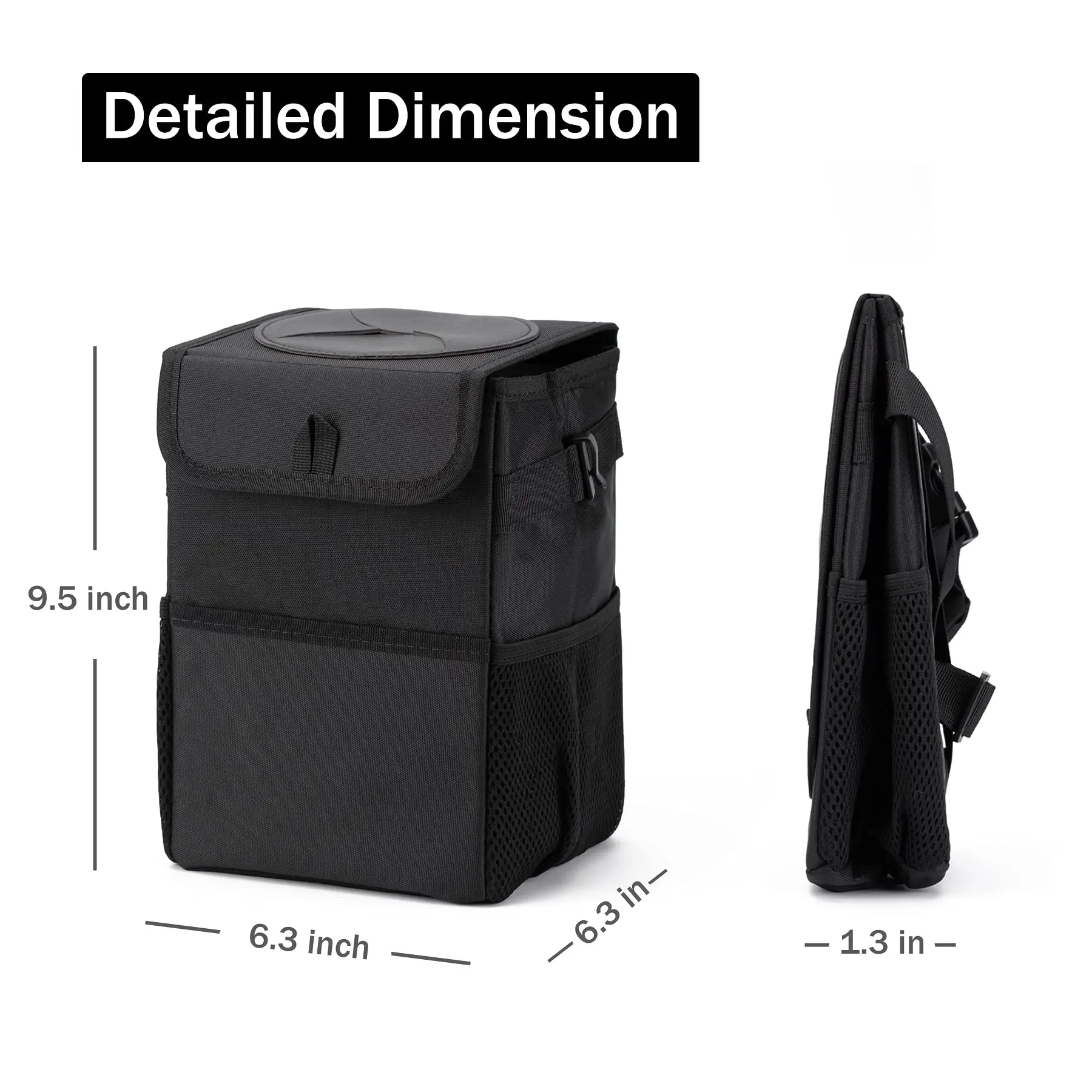 Waterproof Mini Car Trash Can with Lid and Storage Pockets,Car Trash Bag Hanging Organizer, Multipurpose Car Garbage Bag