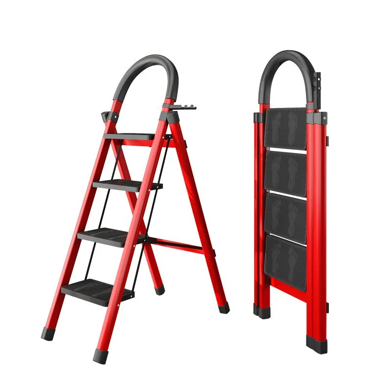 Household ladder folding multi-purpose telescopic thickened indoor herringbone stairs small portable four-step climbing ladder
