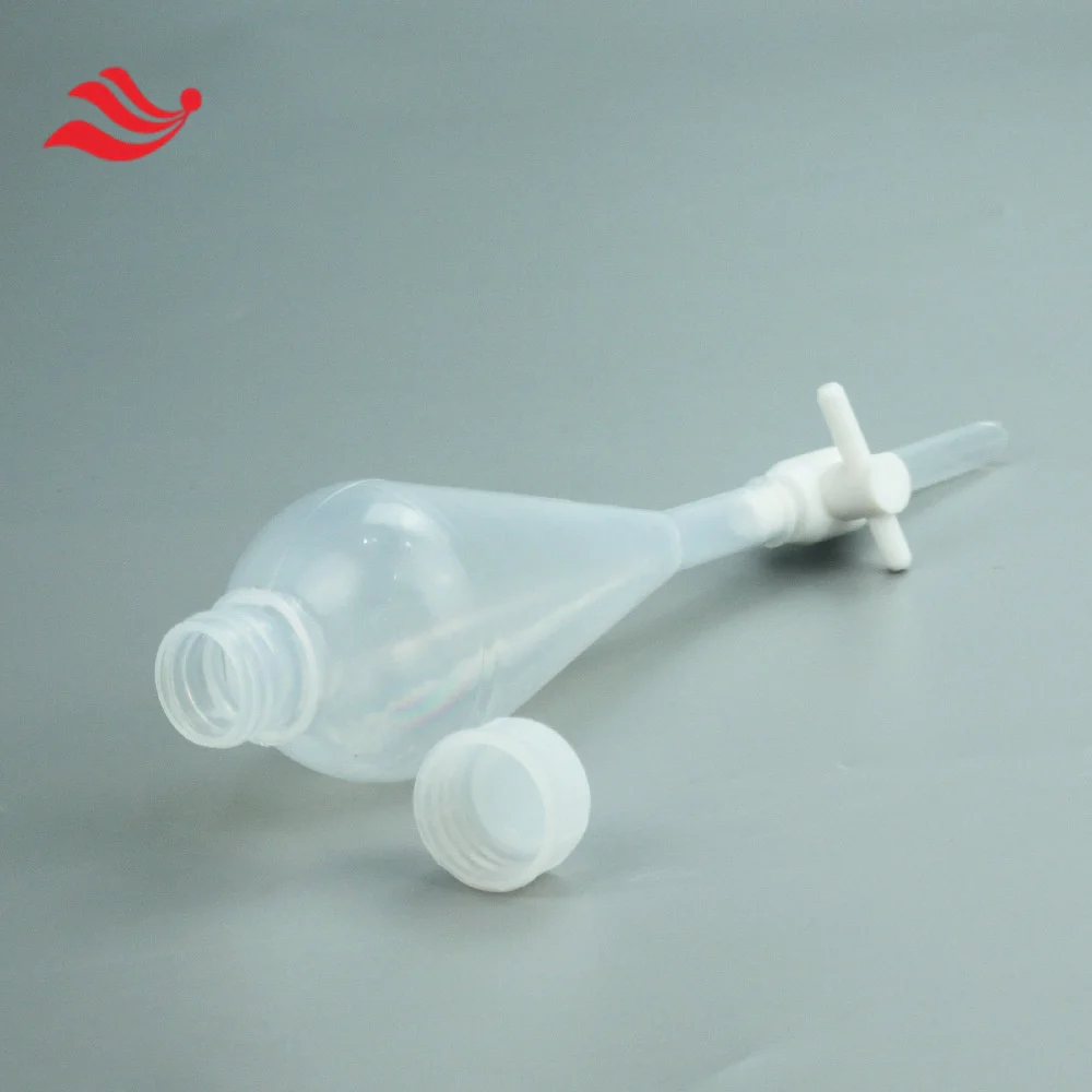 250 мл прозрачная сепарационная Воронка FEP с управлением из ПТФЭ, лабораторный кран