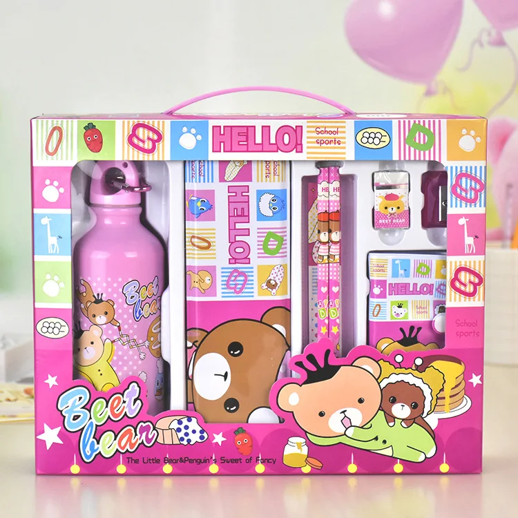 Student Stationery Pen Case 8-piece set with water bottle stationery set Bonus Holiday gift