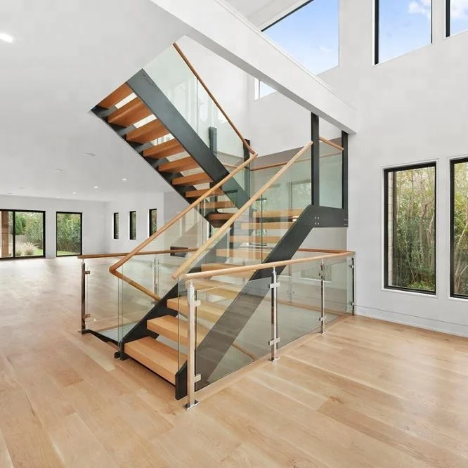Prima Prefabricated Modern Luxury Indoor Floating Stairs Customized Stringer Straight Staircase Design