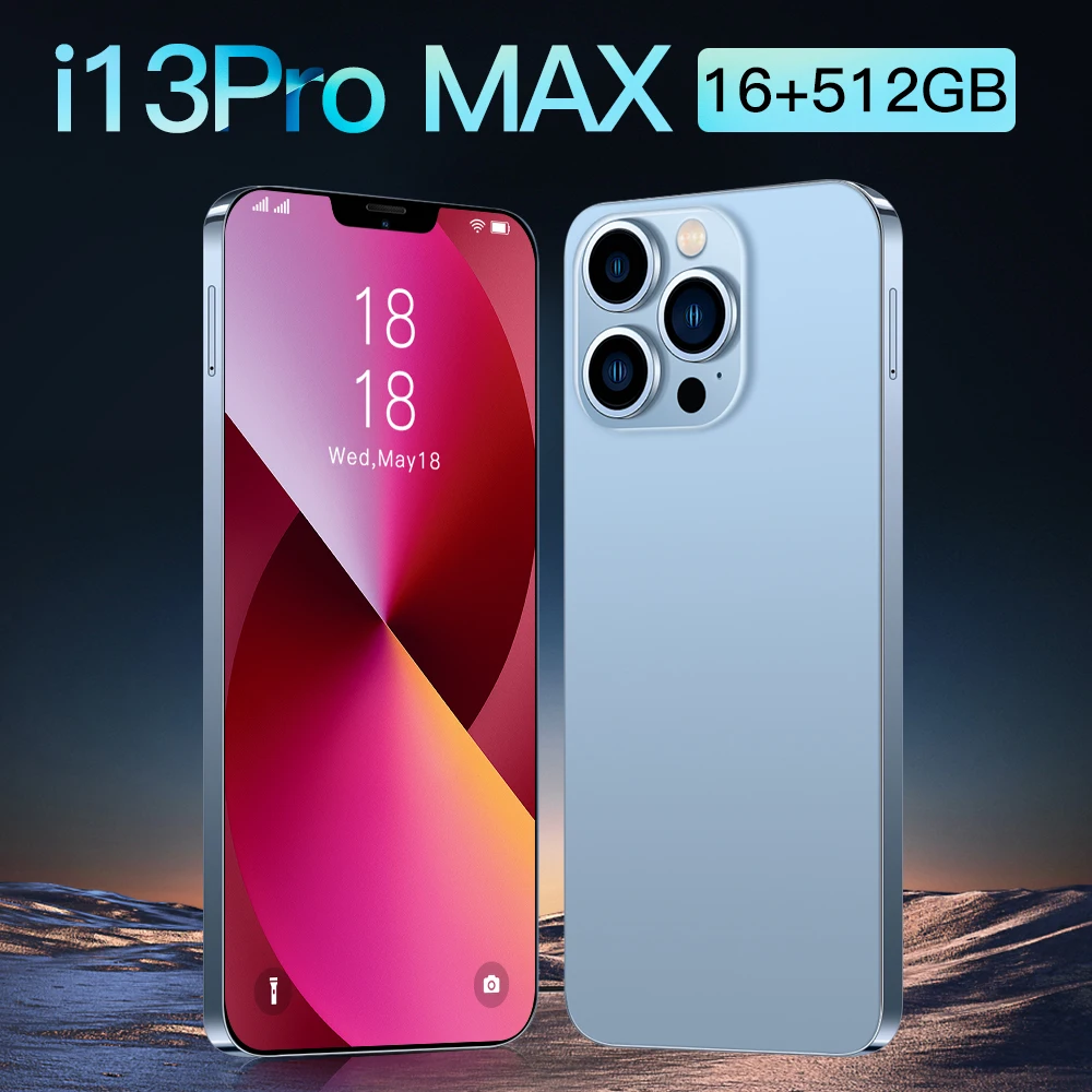 i13 Pro Max + 7.5 inch 16GB + 512GB Android smartphone 10 core 5G LET phone 3 camera Unlocked version mobile phone