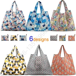 Reusable 170D190T 210T Polyester Foldable Grocery Shopping Bag Heavy Duty Expandable Folding Tote Bag